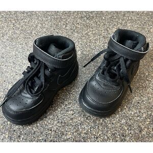 Nike Classic Kids Toddler Sz 7 Black High Top Leather Sneaker Shoes Snap/Lace Up